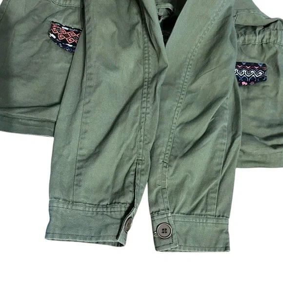 Modcloth Olive/ Army Green Utility Jacket with Patterned Accents Tag Size Medium - Picture 7 of 15